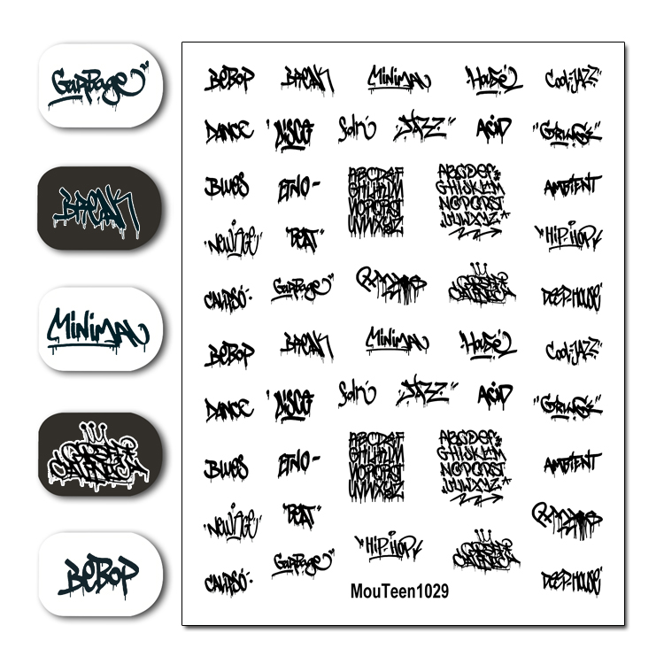 Waterslide Decal Paper - Yeni Sıcak Mouteen1029 Damlayan Graffiti Tırnak