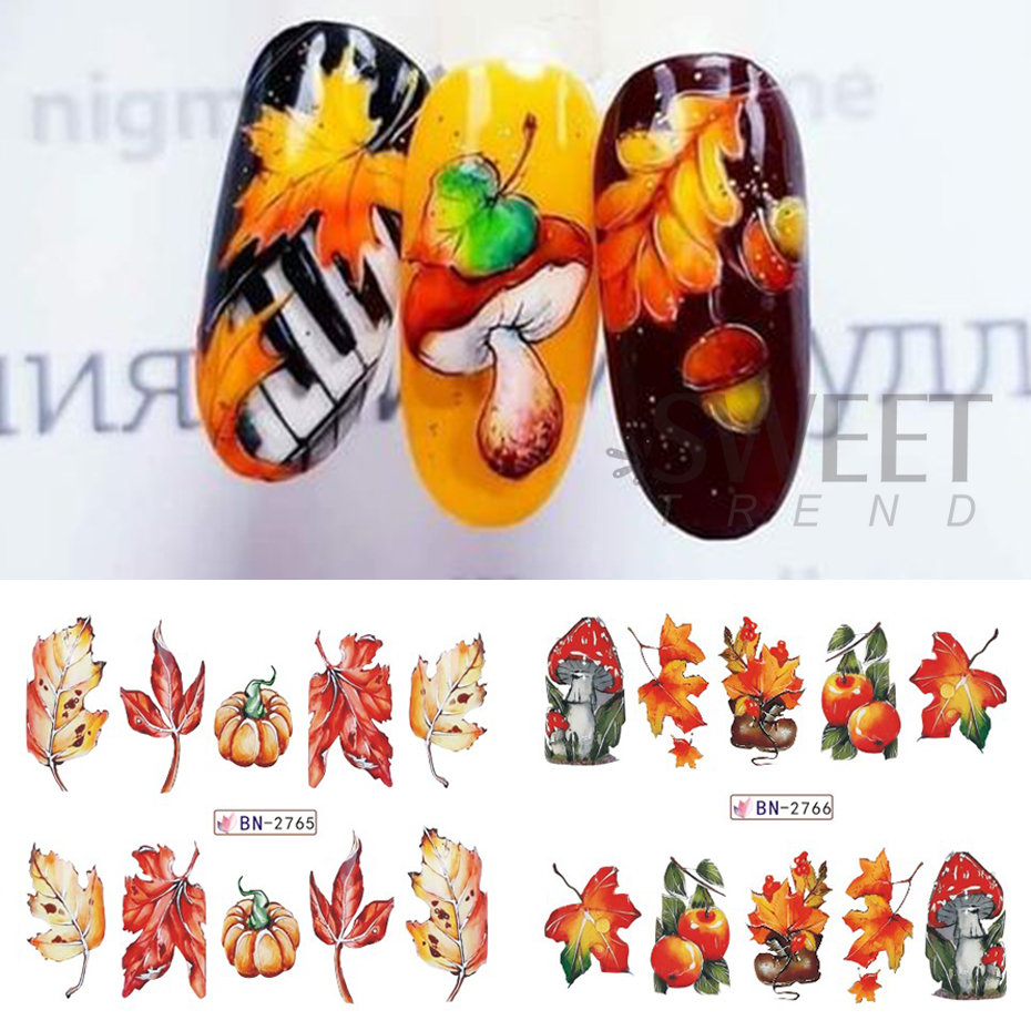 12 adet sonbahar tırnak çıkart - Waterslide Decal Paper incelemesi ve fiyatı
